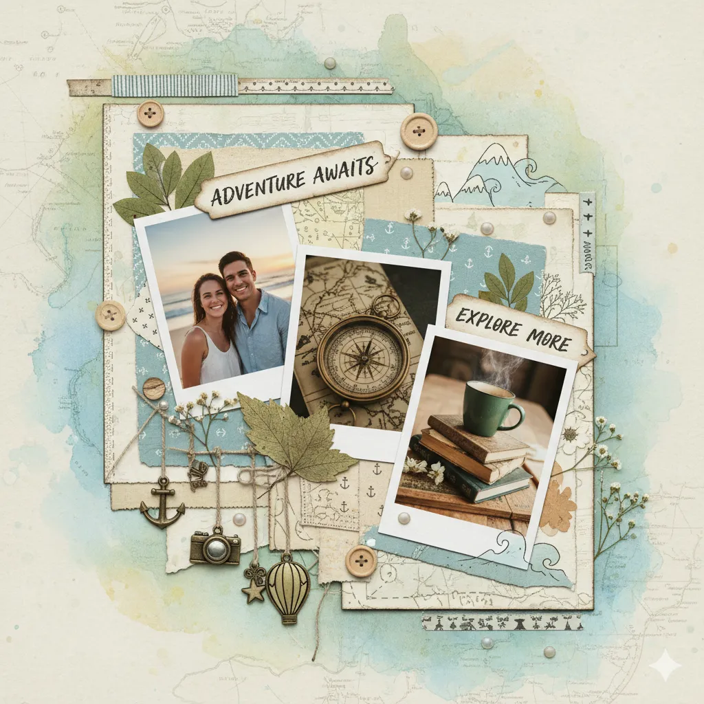 Scrapbook page layout with creative elements